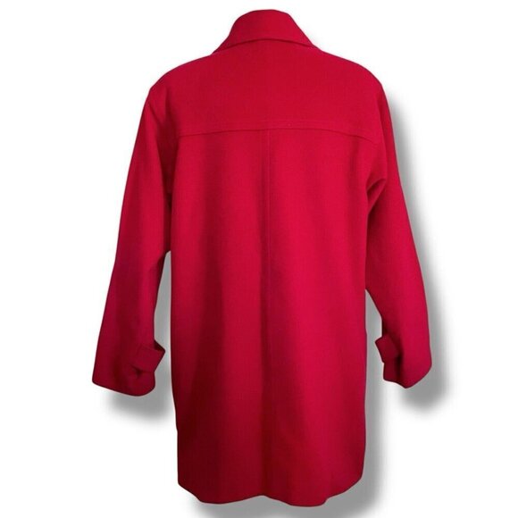 Vintage Eddie Bauer Womens Duffle Coat Sz Medium Red Wool Toggle USA Made Jacket